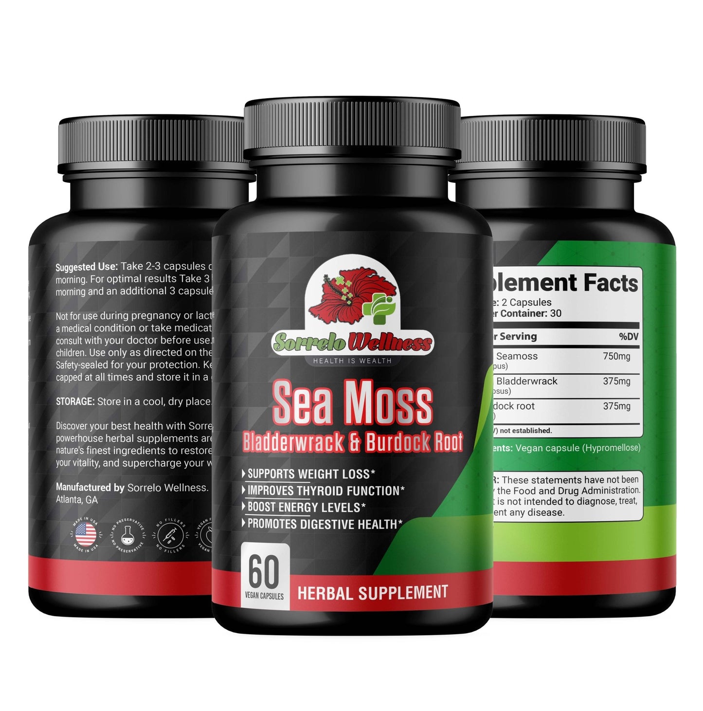 Seamoss Bladderwrack & Burdock Root - Sorrelo Wellness